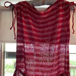 Vintage Young Edwardian Arpeja 1970s Red/Pink Striped Knit Dress Size 9
